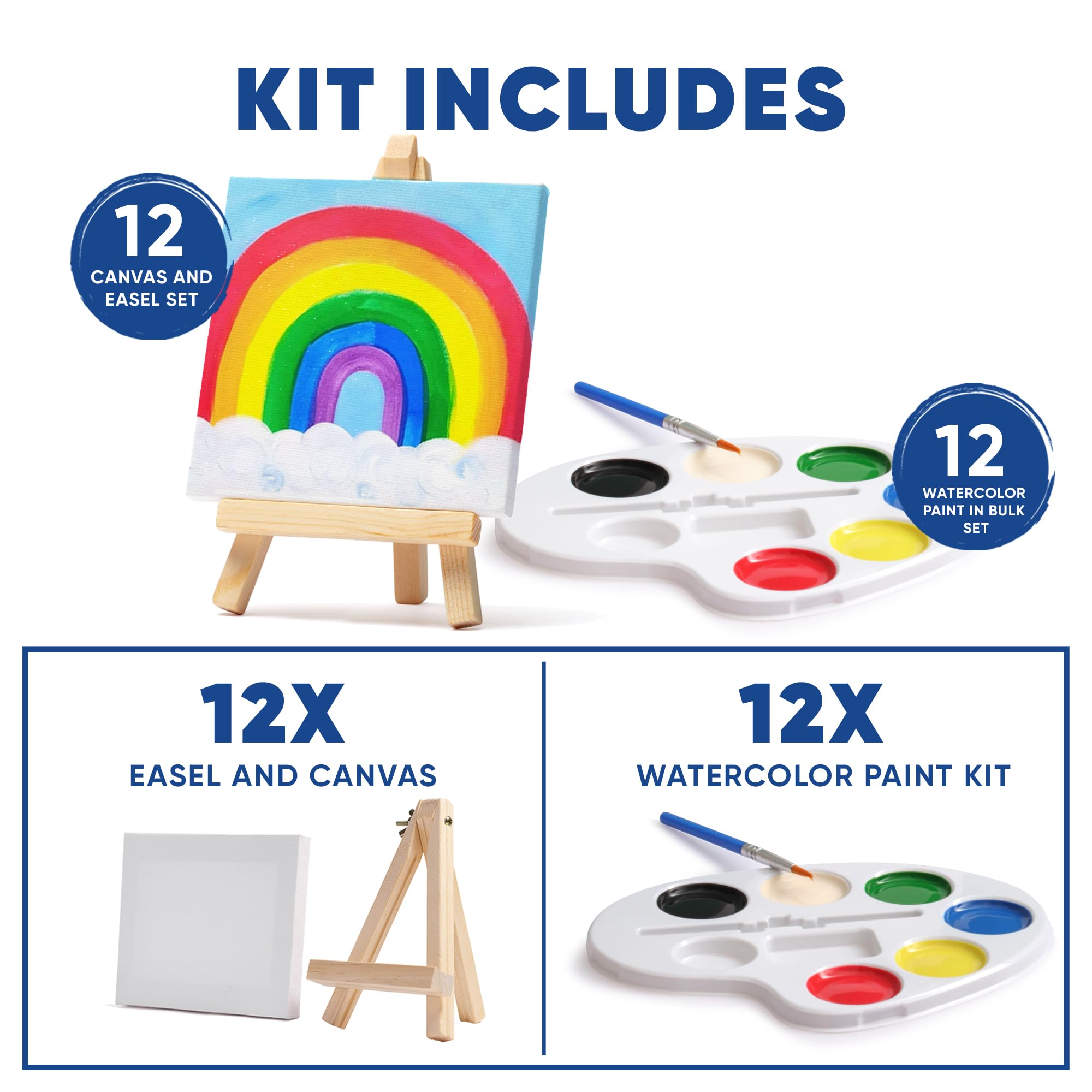Amazon | ミニキャンバスとイーゼルセット ミニ水彩絵の具付き 12個